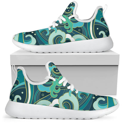 Deep Sea Wave Surfing Pattern Print Mesh Knit Shoes GearFrost