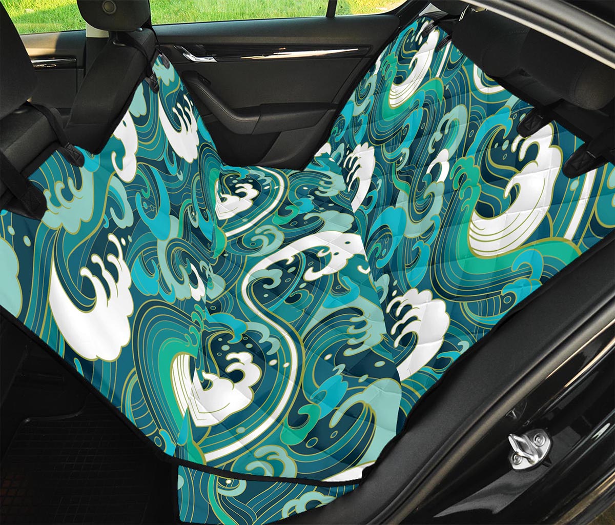 Deep Sea Wave Surfing Pattern Print Pet Car Back Seat Cover