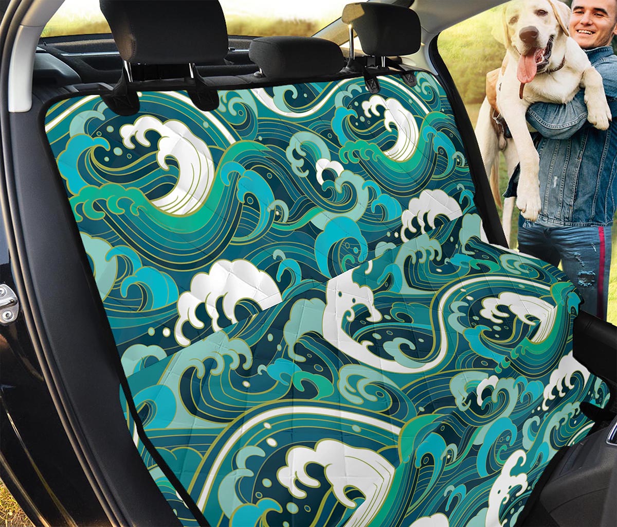 Deep Sea Wave Surfing Pattern Print Pet Car Back Seat Cover