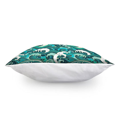 Deep Sea Wave Surfing Pattern Print Pillow Cover
