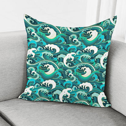 Deep Sea Wave Surfing Pattern Print Pillow Cover