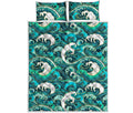 Deep Sea Wave Surfing Pattern Print Quilt Bed Set