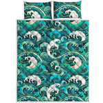 Deep Sea Wave Surfing Pattern Print Quilt Bed Set