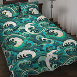 Deep Sea Wave Surfing Pattern Print Quilt Bed Set