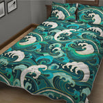 Deep Sea Wave Surfing Pattern Print Quilt Bed Set