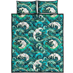 Deep Sea Wave Surfing Pattern Print Quilt Bed Set