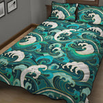 Deep Sea Wave Surfing Pattern Print Quilt Bed Set
