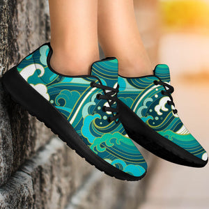 Deep Sea Wave Surfing Pattern Print Sport Shoes GearFrost