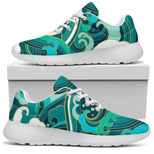 Deep Sea Wave Surfing Pattern Print Sport Shoes GearFrost