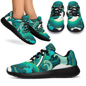 Deep Sea Wave Surfing Pattern Print Sport Shoes GearFrost