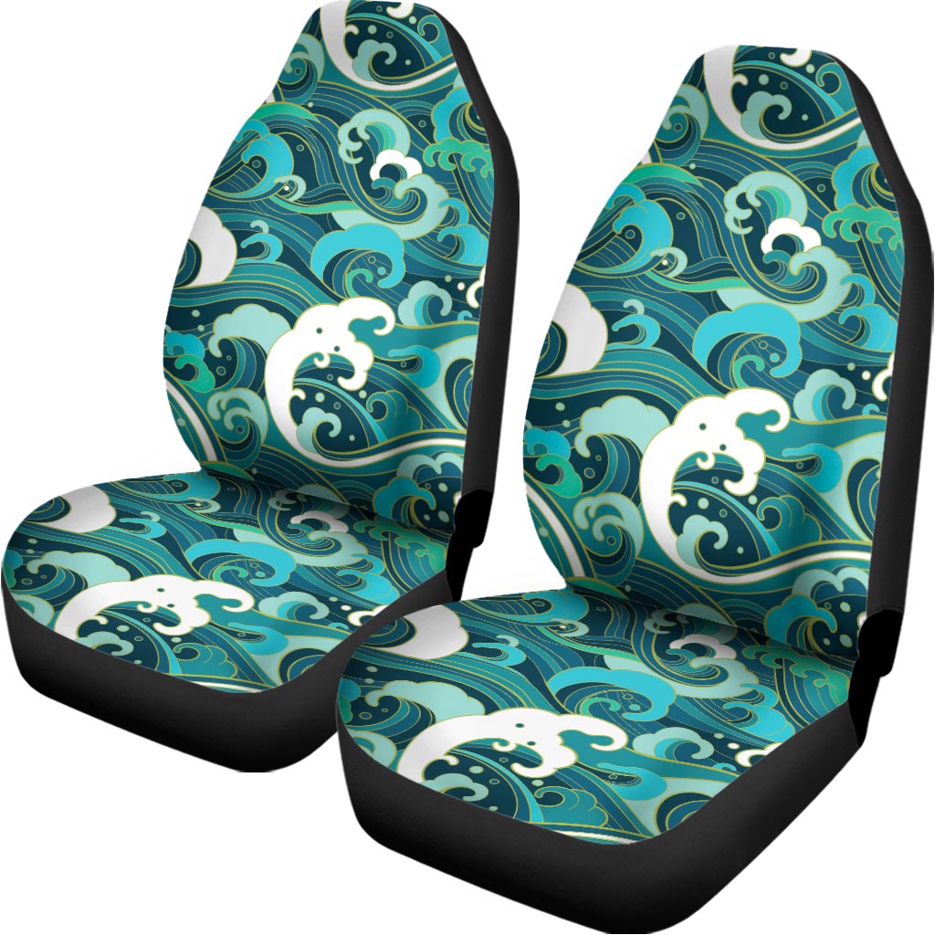 Deep Sea Wave Surfing Pattern Print Universal Fit Car Seat Covers