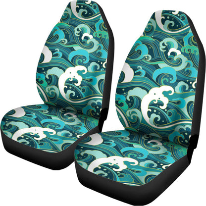 Deep Sea Wave Surfing Pattern Print Universal Fit Car Seat Covers