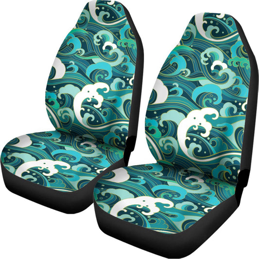 Deep Sea Wave Surfing Pattern Print Universal Fit Car Seat Covers