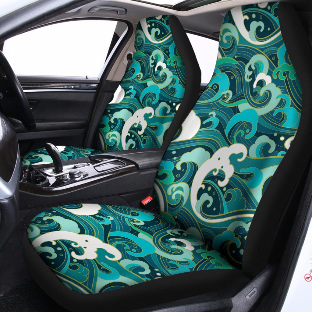 Deep Sea Wave Surfing Pattern Print Universal Fit Car Seat Covers
