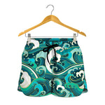 Deep Sea Wave Surfing Pattern Print Women's Shorts