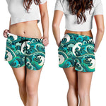 Deep Sea Wave Surfing Pattern Print Women's Shorts