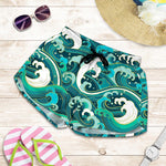 Deep Sea Wave Surfing Pattern Print Women's Shorts