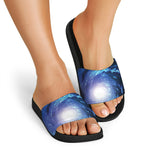 Deep Space Milky Way Print Black Slide Sandals