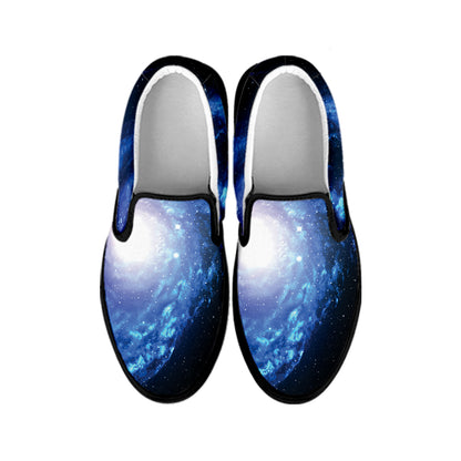 Deep Space Milky Way Print Black Slip On Shoes