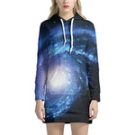 Deep Space Milky Way Print Hoodie Dress