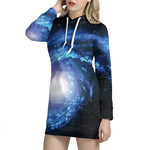 Deep Space Milky Way Print Hoodie Dress