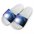 Deep Space Milky Way Print White Slide Sandals
