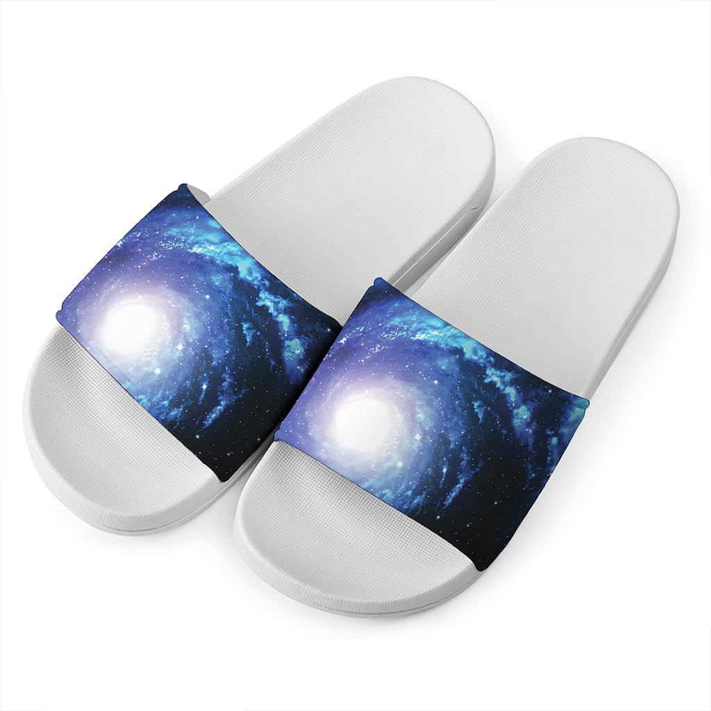 Deep Space Milky Way Print White Slide Sandals