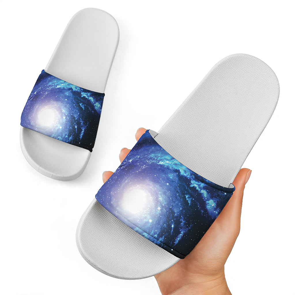 Deep Space Milky Way Print White Slide Sandals