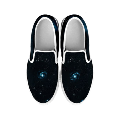 Deep Space Print White Slip On Shoes