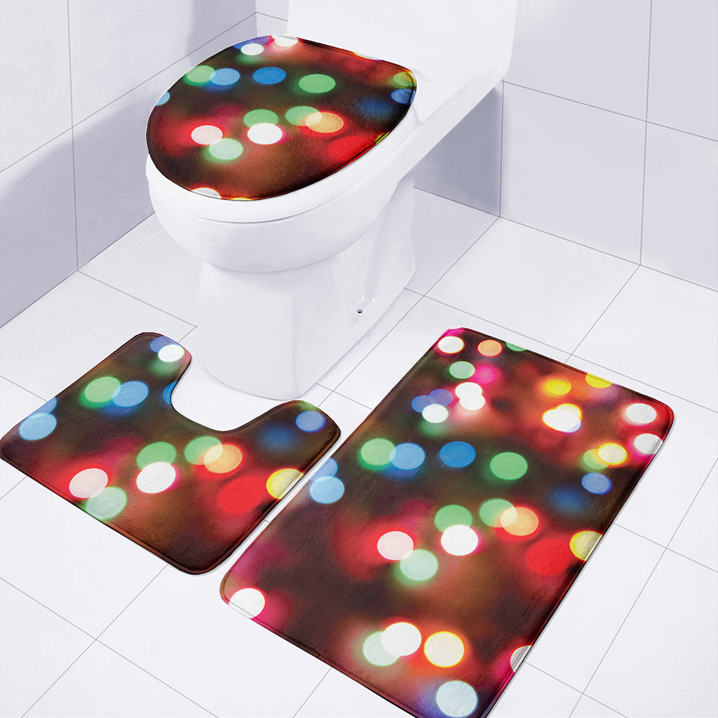 Defocused Christmas Lights Print 3 Piece Bath Mat Set