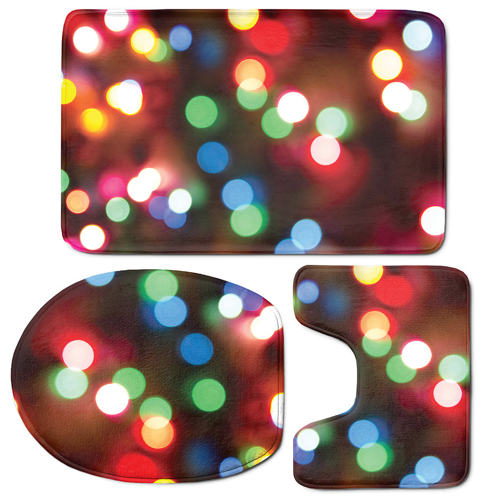 Defocused Christmas Lights Print 3 Piece Bath Mat Set