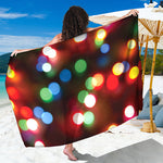Defocused Christmas Lights Print Beach Sarong Wrap