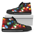 Defocused Christmas Lights Print Black High Top Sneakers