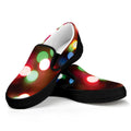 Defocused Christmas Lights Print Black Slip On Sneakers