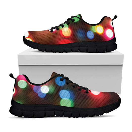 Defocused Christmas Lights Print Black Sneakers