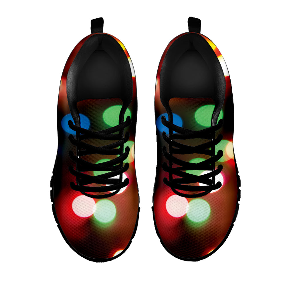 Defocused Christmas Lights Print Black Sneakers