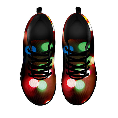 Defocused Christmas Lights Print Black Sneakers