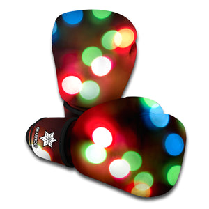 Defocused Christmas Lights Print Boxing Gloves