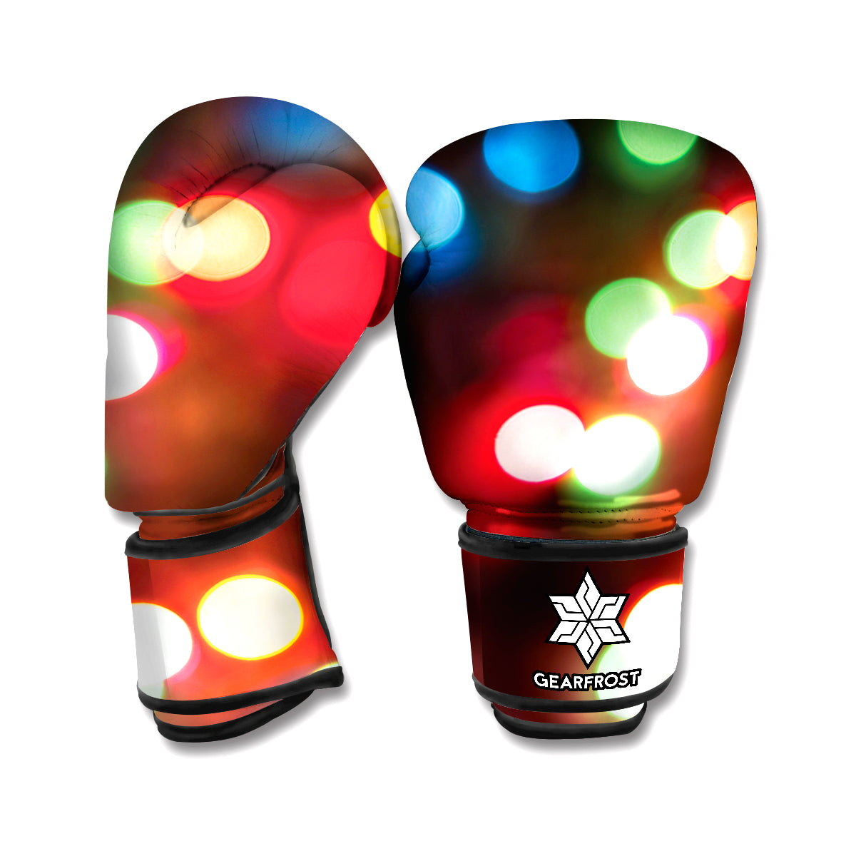 Defocused Christmas Lights Print Boxing Gloves