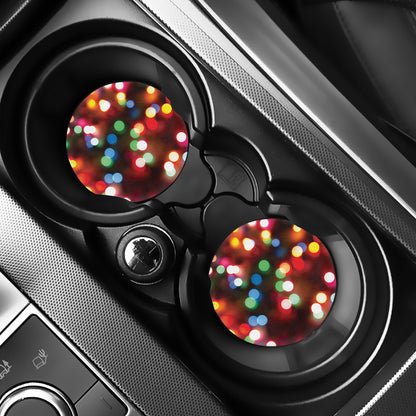 Defocused Christmas Lights Print Car Coasters