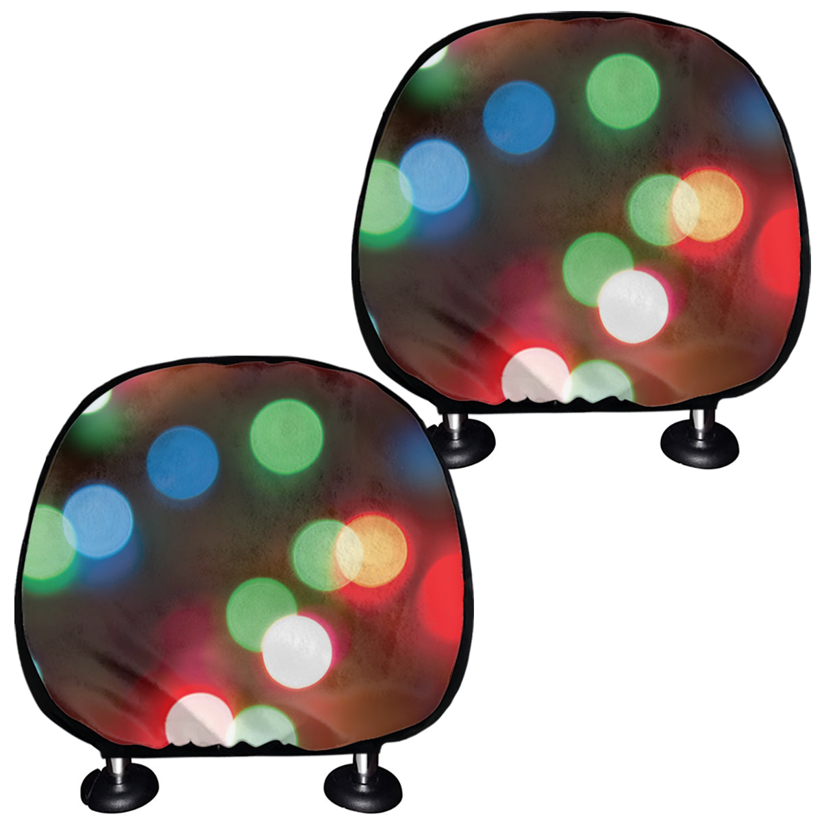 Defocused Christmas Lights Print Car Headrest Covers