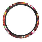 Defocused Christmas Lights Print Car Steering Wheel Cover