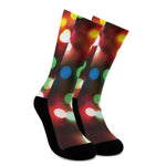 Defocused Christmas Lights Print Crew Socks