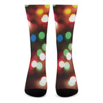 Defocused Christmas Lights Print Crew Socks