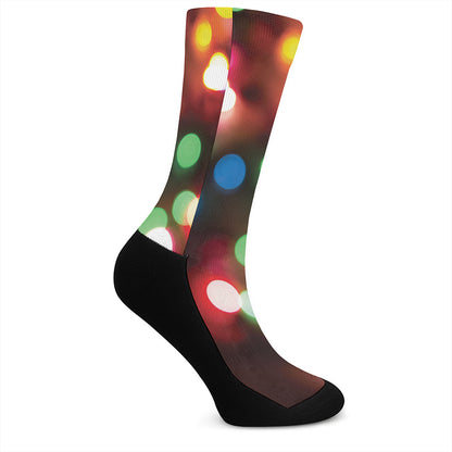 Defocused Christmas Lights Print Crew Socks