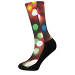 Defocused Christmas Lights Print Crew Socks