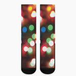 Defocused Christmas Lights Print Crew Socks