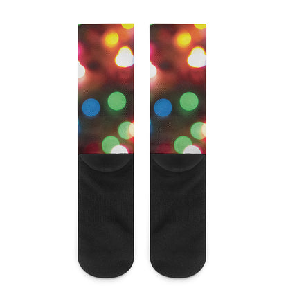 Defocused Christmas Lights Print Crew Socks