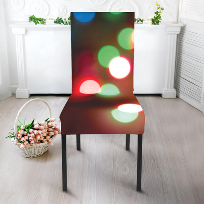 Defocused Christmas Lights Print Dining Chair Slipcover