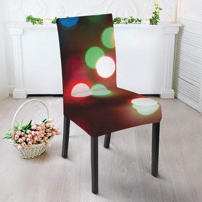 Defocused Christmas Lights Print Dining Chair Slipcover